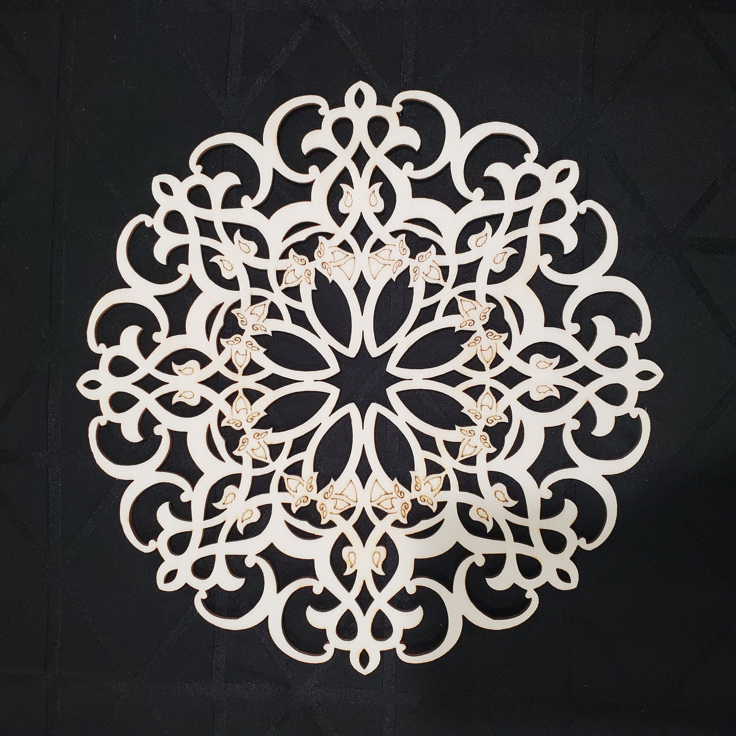 D-001/ Moroccan Arabesque DESIGN / Carved Wood / Laser Cut Wood / geometric Design/ Table decor / wall decor / ceiling decor / Zowaqa