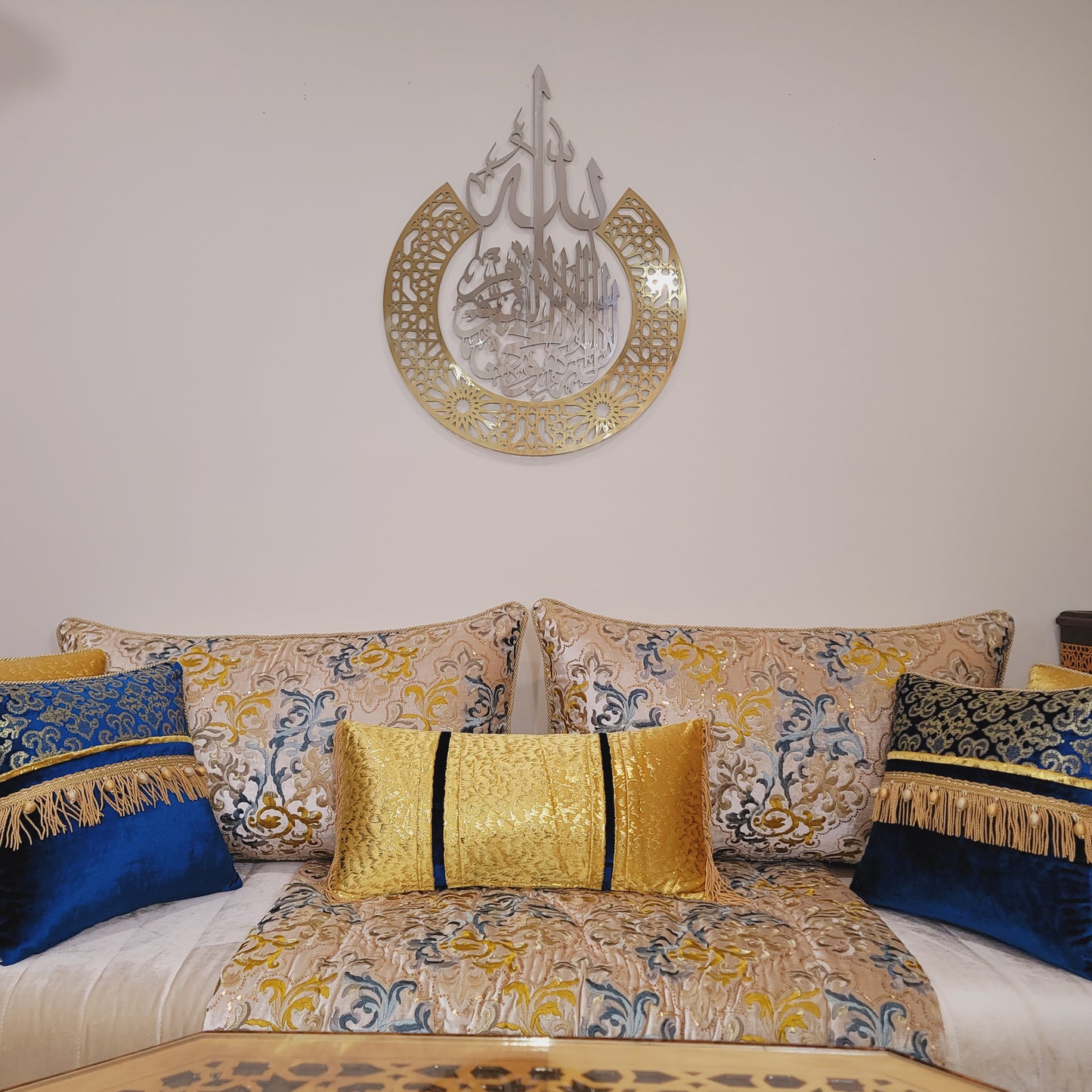 Q-003 / Ayat Al-kursi with Arabsque / Metal Alucobond / Islamic Home Decor / Mirror/ Arabic Calligraphy / Islamic Gifts / wall art