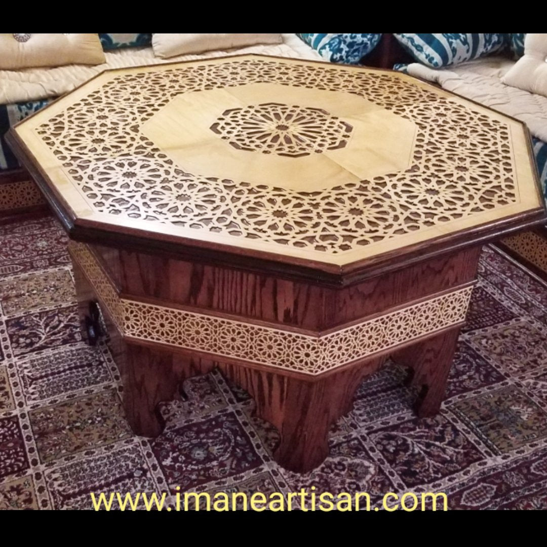 O-001/ Moroccan Arabesque Octagon / Carved Wood / Laser Cut Wood / geometric Design/ Table decor / wall decor / ceiling decor / Zowaqa