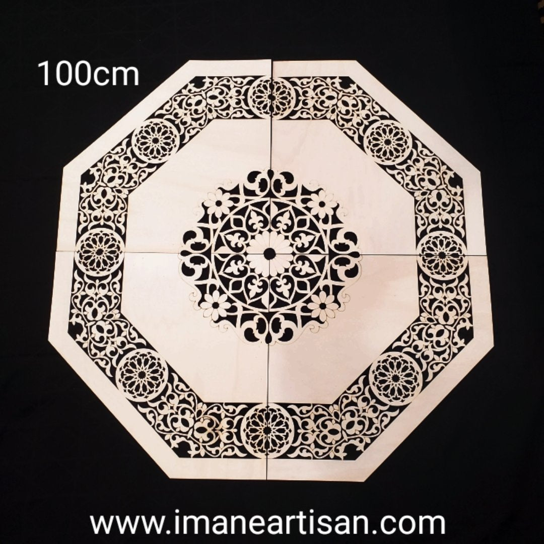 O-010/ Moroccan Arabesque Octagon / Carved Wood / Laser Cut Wood / geometric Design/ Table decor / wall decor / ceiling decor / Zowaqa