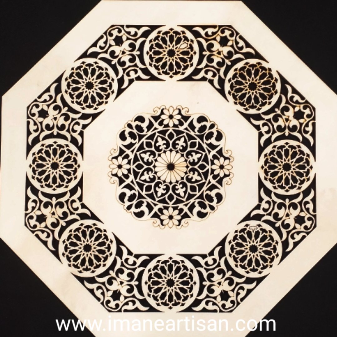 O-010/ Moroccan Arabesque Octagon / Carved Wood / Laser Cut Wood / geometric Design/ Table decor / wall decor / ceiling decor / Zowaqa