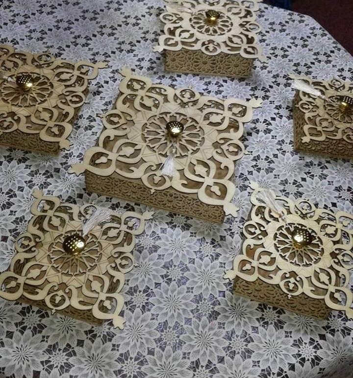 S-005/ Moroccan Arabesque Square / Carved Wood / Laser Cut Wood / geometric Design/ Table decor / wall decor / ceiling decor / Zowaqa