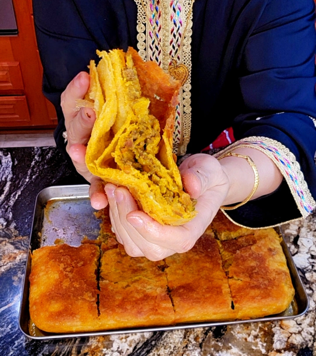 Cooking made easy with my Bestie: Moroccan Stuffed Oven Msemen - fluffy and crispy!