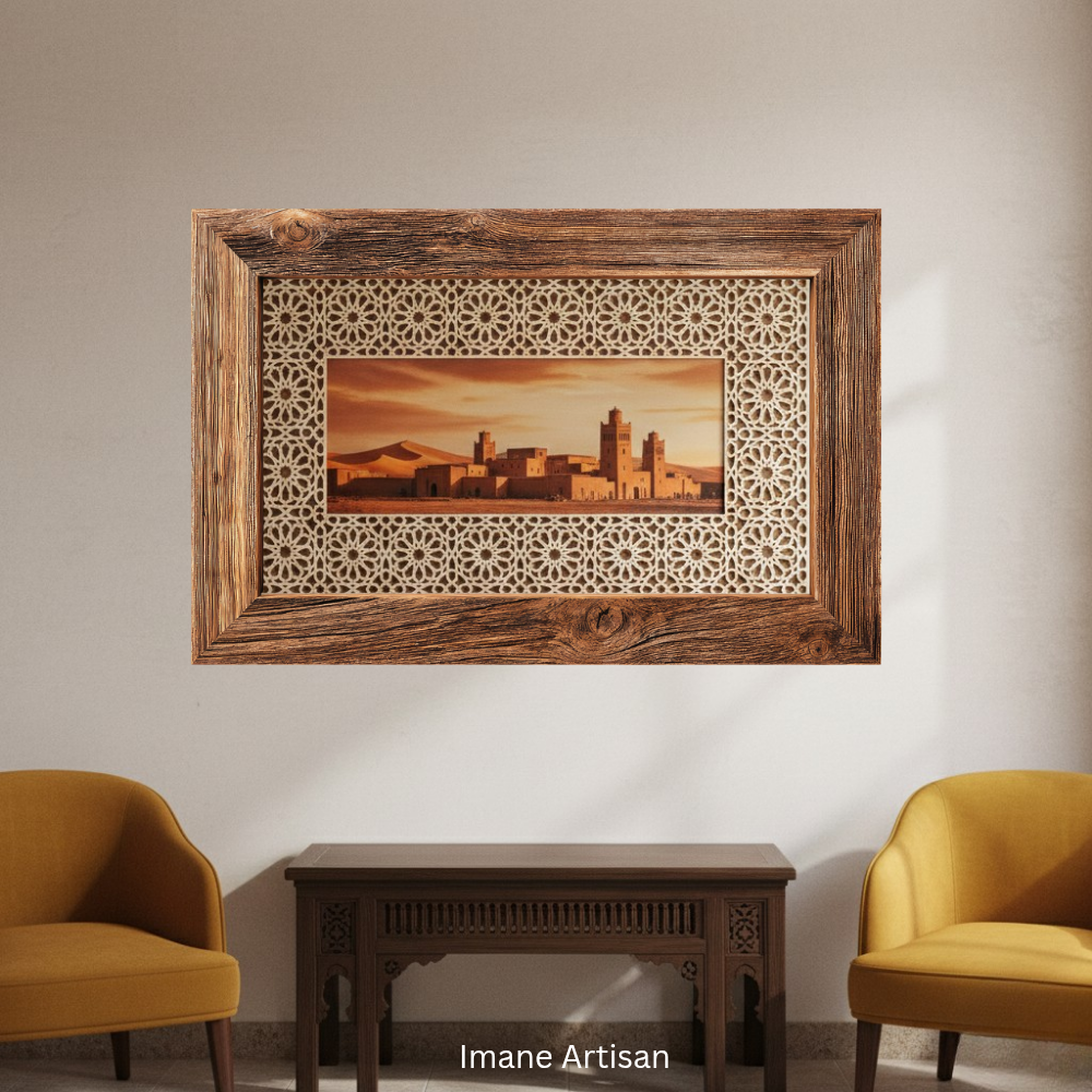 P-001 | Moroccan Geometric Laser-Cut Wood Panel | Carved Wood Decor | Home Accent | Zowaqa / Zowaka | Moroccan Arabesque Pattern