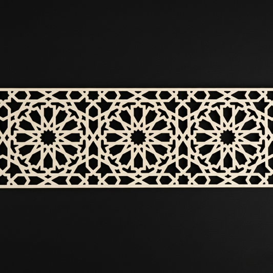 P-001 | Moroccan Geometric Laser-Cut Wood Panel | Carved Wood Decor | Home Accent | Zowaqa / Zowaka | Moroccan Arabesque Pattern