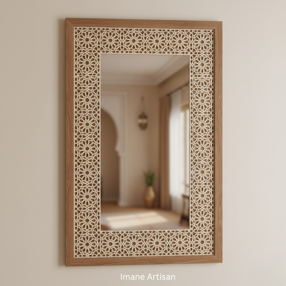 P-001 | Moroccan Geometric Laser-Cut Wood Panel | Carved Wood Decor | Home Accent | Zowaqa / Zowaka | Moroccan Arabesque Pattern