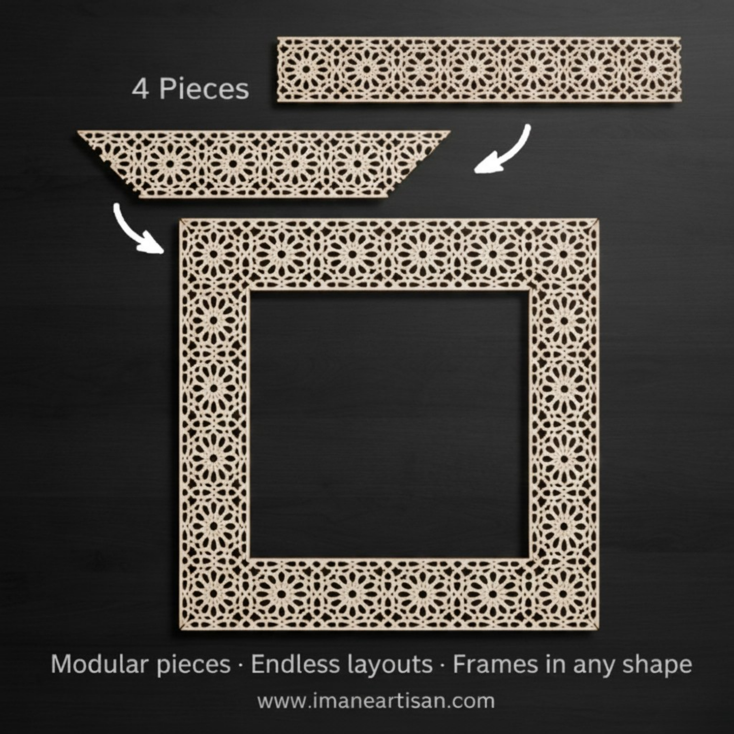 P-001 | Moroccan Geometric Laser-Cut Wood Panel | Carved Wood Decor | Home Accent | Zowaqa / Zowaka | Moroccan Arabesque Pattern