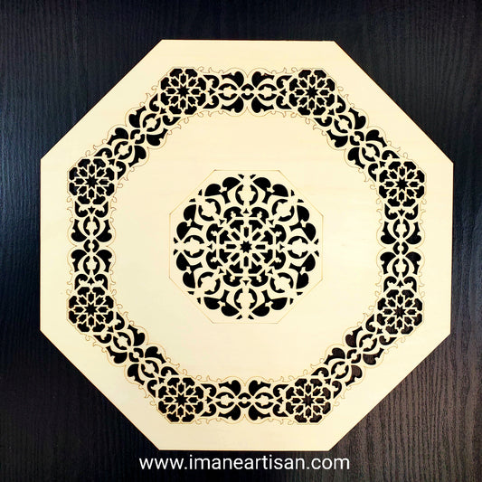 O-005/ Moroccan Arabesque Octagon / Carved Wood / Laser Cut Wood / geometric Design/ Table decor / wall decor / ceiling decor / Zowaqa